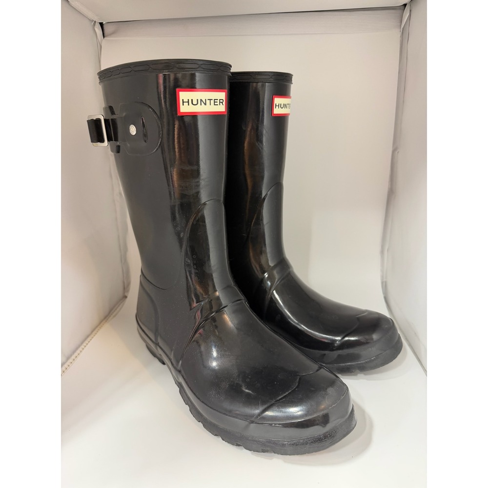 Hunter Womens 8 Black Original Short Gloss Waterproof Rain Boots